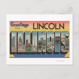 Postal Lincoln, Illinois - Escenas de letras grandes