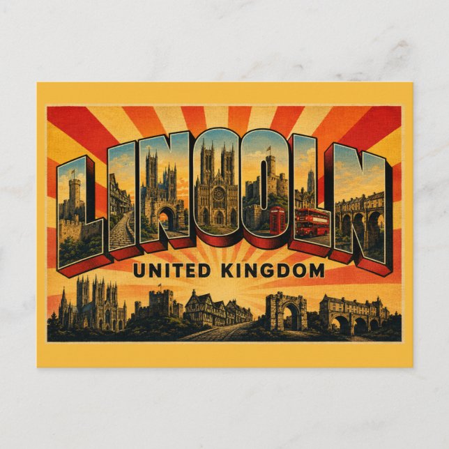 Postal Lincoln Inglaterra Ciudad Catedral Vintage (Anverso)
