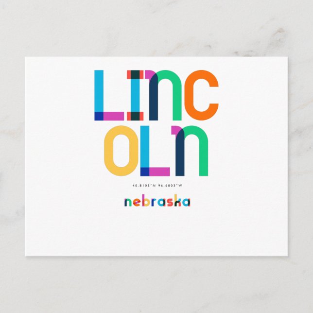 Postal Lincoln Nebraska Mid Century, Pop Art, (Anverso)