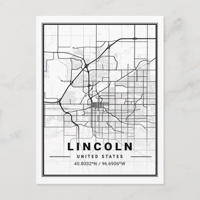 Postal Lincoln Nebraska USA Travel City Map (Anverso)