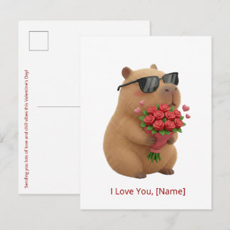 Postal Linda Capybara Rosa Te Amo Nombre Personalizado