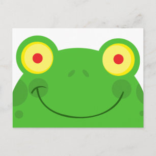 Postal linda cara de rana de dibujos animados asomándose 