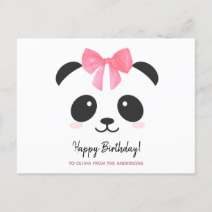 Postal Linda chica de panda Feliz Cumpleaños personalizad