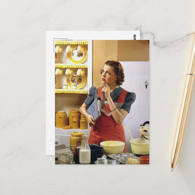 Postal linda cocinera retro vintage (Anverso/Reverso In Situ)