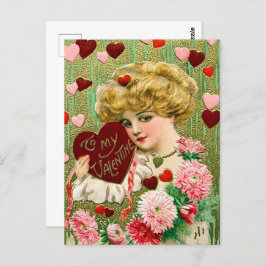 Postal linda dama de San Valentín