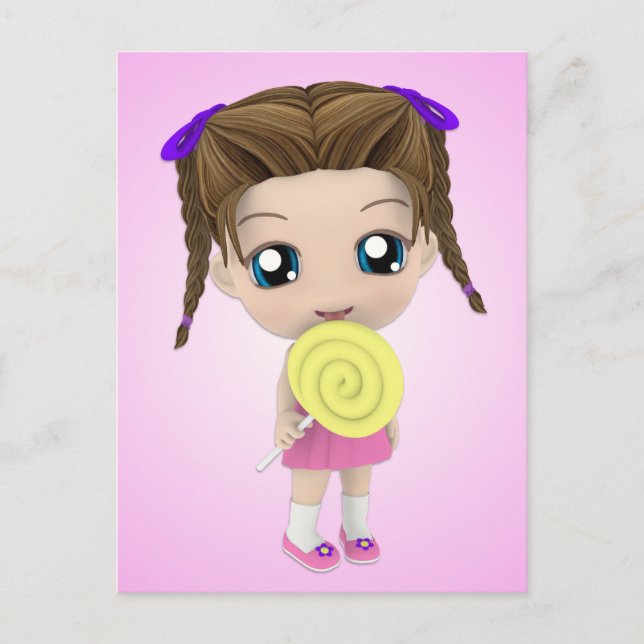 Postal linda del chica de Chibi (Anverso)