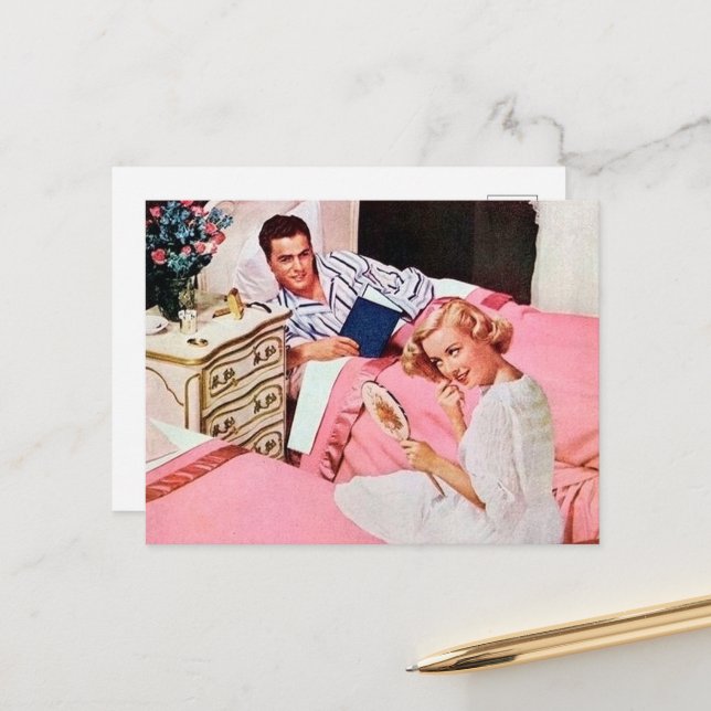 Postal linda mujer retro vintage (Anverso/Reverso In Situ)