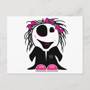 Postal linda pequeña zombie femenina