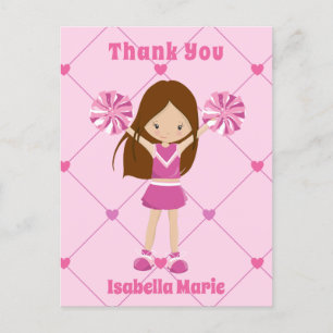 Postal Linda Porrista Rosa Personalizada Gracias