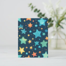 Postal Lindas estrellas brillantes en azul
