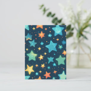 Postal Lindas estrellas brillantes en azul