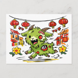 Postal Lindo Año Nuevo Chino de la Cabra