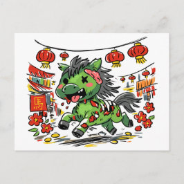 Postal Lindo Año Nuevo Chino del Caballo