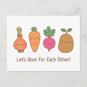 Postal Lindo Apoyo Mutuo Verduras Juego de Palabras Posit