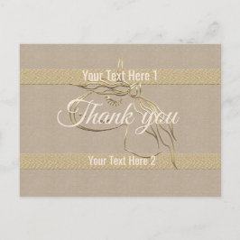 Postal Lindo aspecto de lino Rayas doradas Unicornio Grac