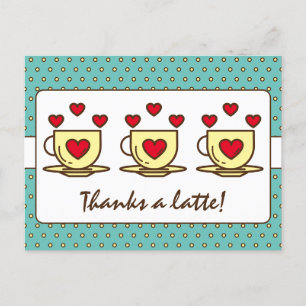 Postal Lindo Azul Turquesa Gracias Un Latte Café Gracias