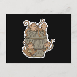 Postal lindo barril de monos