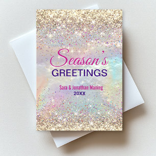 Postal Lindo brillo dorado iridiscente Navidad año nuevo