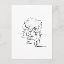 Postal Lindo Bulldog Francés, Ilustración de Perro