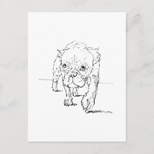 Postal Lindo Bulldog Francés, Ilustración de Perro