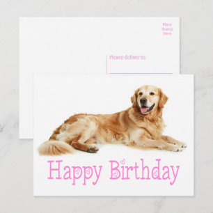 Postal Lindo cachorro de Golden Retriever Feliz cumpleaño