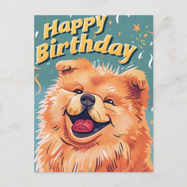 Postal Lindo Chow Chow Feliz Cumpleaños  (Anverso)