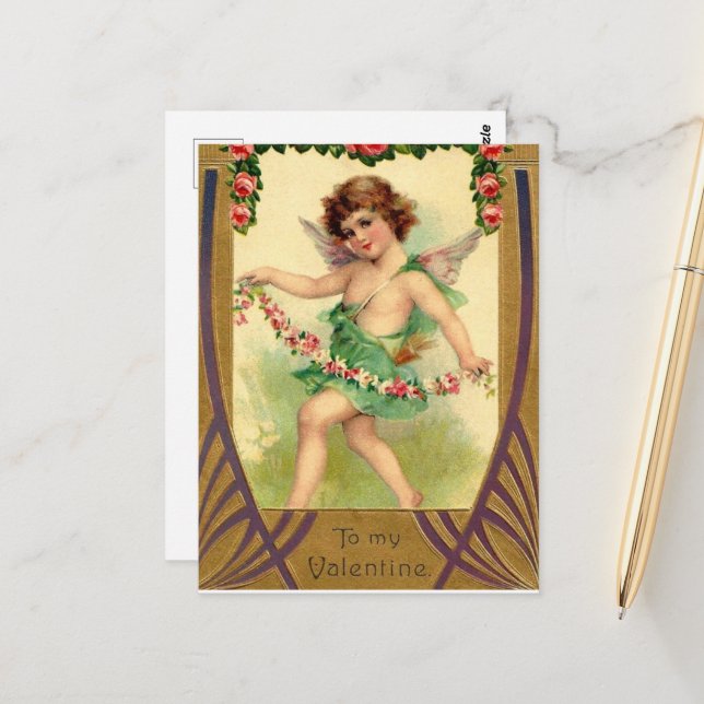 Postal lindo cupido Valentine vintage (Anverso/Reverso In Situ)