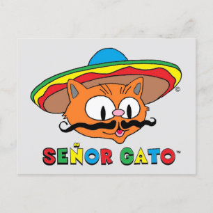 Postal Lindo Divertido Colorido Gato de Dibujos Animados 