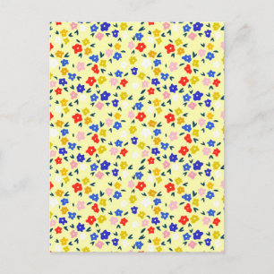Postal Lindo Floral Delicado y Mono en Amarillo Pastel