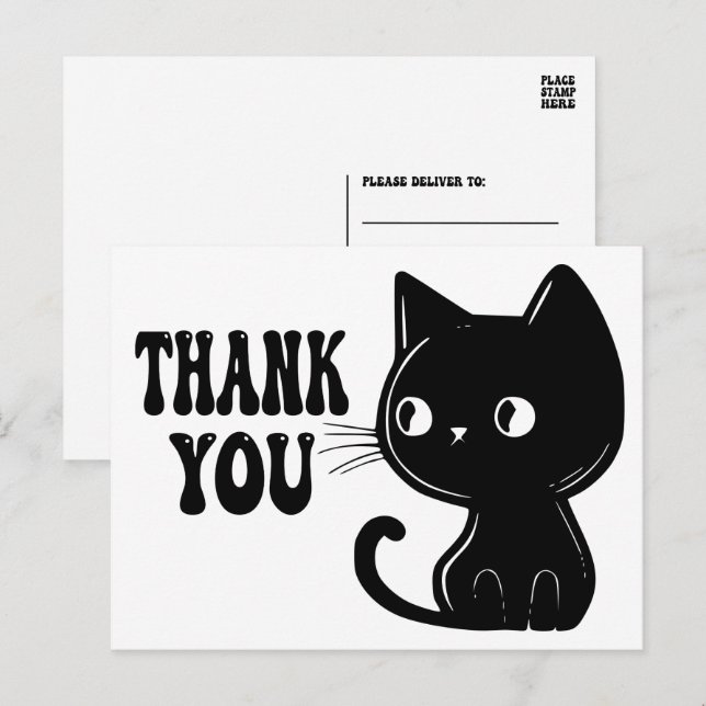 Postal Lindo gatito negro gracias (Anverso / Reverso)