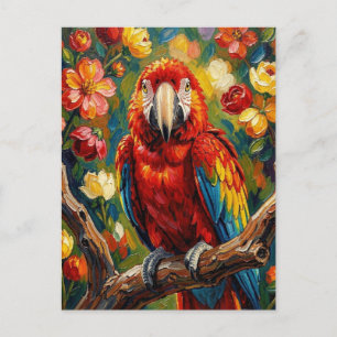 Postal Lindo Guacamayo loro Impasto   Manteniéndose en co
