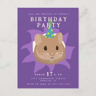 Postal Lindo hámster de cumpleaños asomándose por el aguj