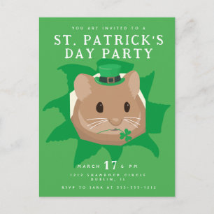 Postal Lindo hámster del Día de San Patricio asomándose p