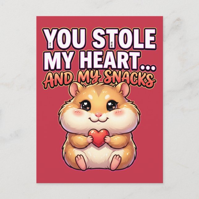 Postal Lindo hámster del Día de San Valentín: robaste mi  (Anverso)