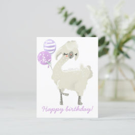 Postal Lindo Lama Bailarín con Globos - Cumpleaños de Niñ