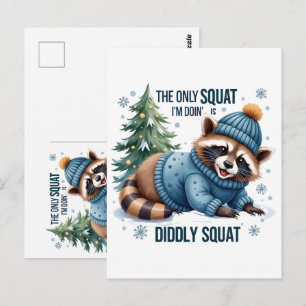 Postal Lindo mapache de Navidad de invierno, fiesta navid
