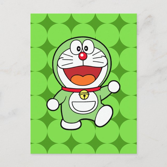 Postal Lindo Mini Doraemon Anime Verde (Anverso)
