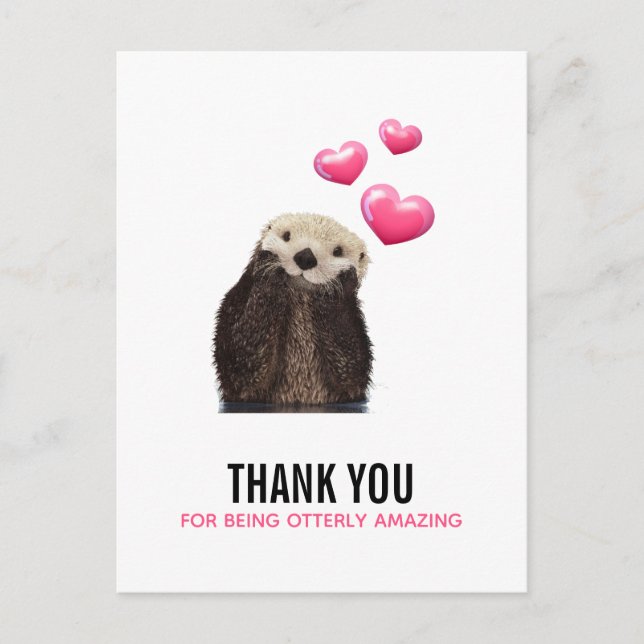 Postal Lindo nutria con corazones de San Valentín chiste  (Anverso)