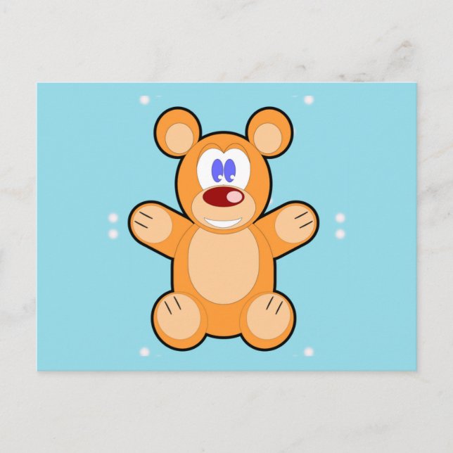 Postal lindo oso de peluche azul (Anverso)