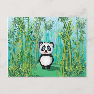 Postal Lindo panda en el bosque de bambú