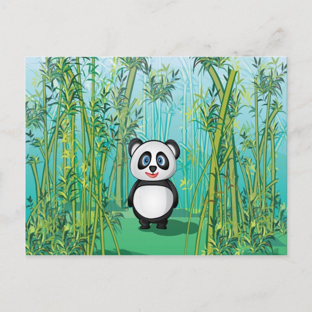 Postal Lindo panda en el bosque de bambú (Anverso)