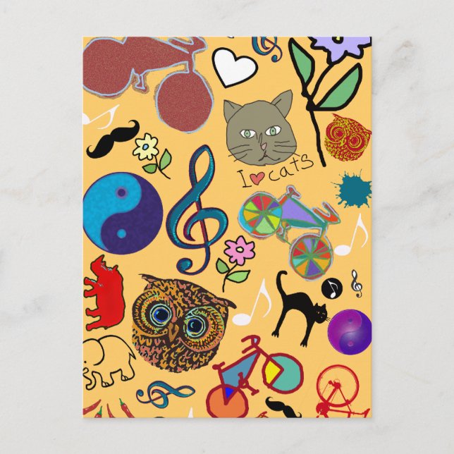 Postal lindo patrón de color de chica (Anverso)