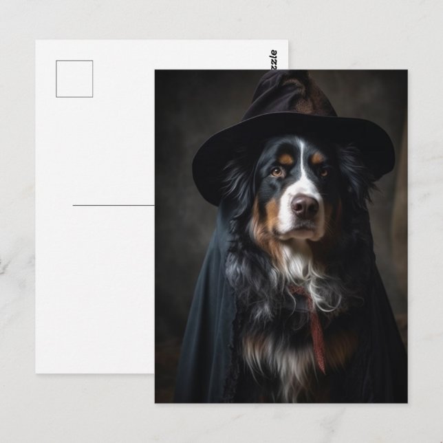 Postal Lindo perro de montaña de Berna bruja (Anverso / Reverso)
