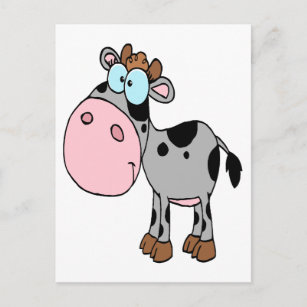 Postal lindo personalizado tonto bebé de vaca lechal gris