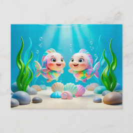 Postal Lindo pez zodiacal Piscis 3D