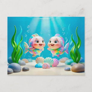 Postal Lindo pez zodiacal Piscis 3D