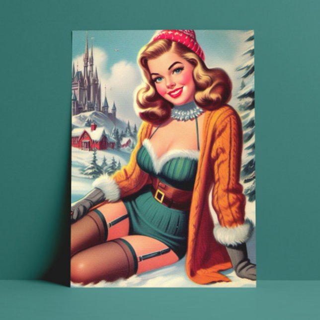 Postal Lindo Pin-up Retro de Invierno (Subido por el creador)