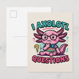 Postal Lindo Preguntas de Ajolote nerd azteca con gafas