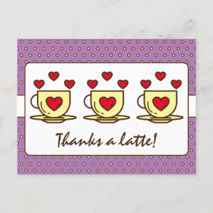 Postal Lindo Púrpura Gracias Un Latte Café Gracias