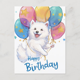Postal Lindo Samoyed Feliz Cumpleaños